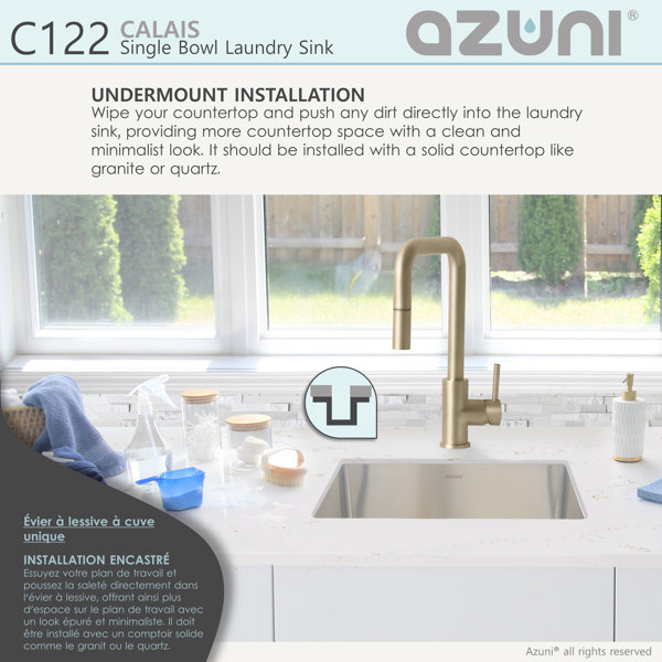 AZUNI Undermount 22" Stainless Steel Single Bowl Laundry Sink & Reviews